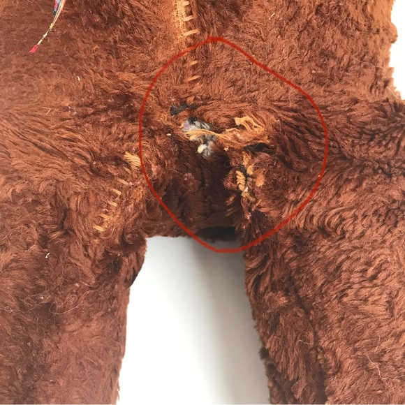 Vintage Teddy Bear Button Eyes Brown Plush Stuffed Animal - Picture 8 of 8